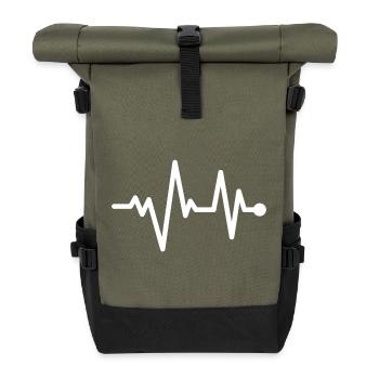 Herzschlag Pulseline Design - Rolltop Rucksack - Olive/Schwarz - Vorne