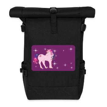 Licorne fantaisie avec étoile - Violet - Sac à dos roll top - noir - Devant