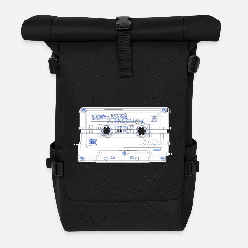 cassette outline - Rolltop Rucksack - Schwarz