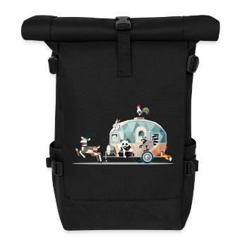 Animal journey – caravans full of adventure - Roll Top Backpack - black - Front