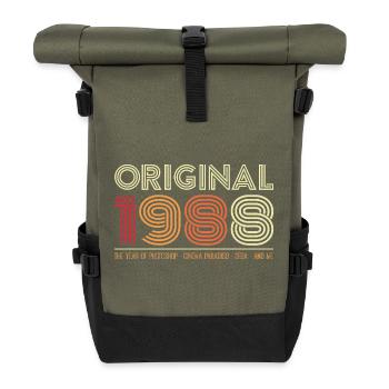 "ORIGINAL 1988" Retro Tribute – Vintage Icons - Roll Top Backpack - olive/black - Front