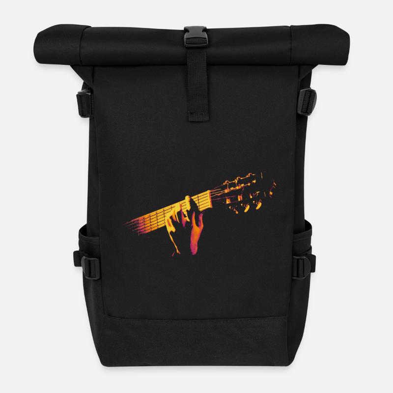 Melodic Hands - Guitar Fire Vibe - Roll Top Backpack - black