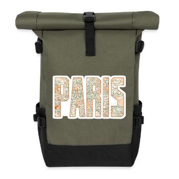 Carte de la ville de Paris - Sac à dos roll top - olive/noir - Devant