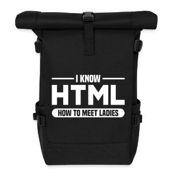 HTML Humor Code Programmer Saying - Roll Top Backpack - black - Front