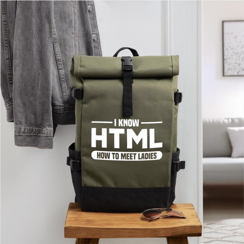 HTML Humor Code Programmierer Spruch Rolltop Rucksack
