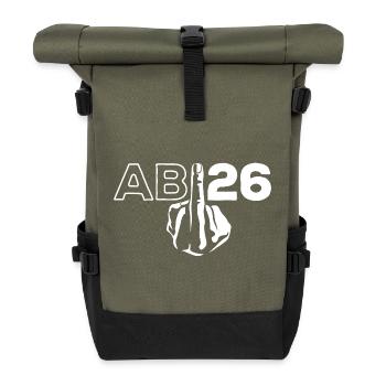 ABI 2026 Mittelfinger Abitur - Geschenk - Rolltop Rucksack - Olive/Schwarz - Vorne