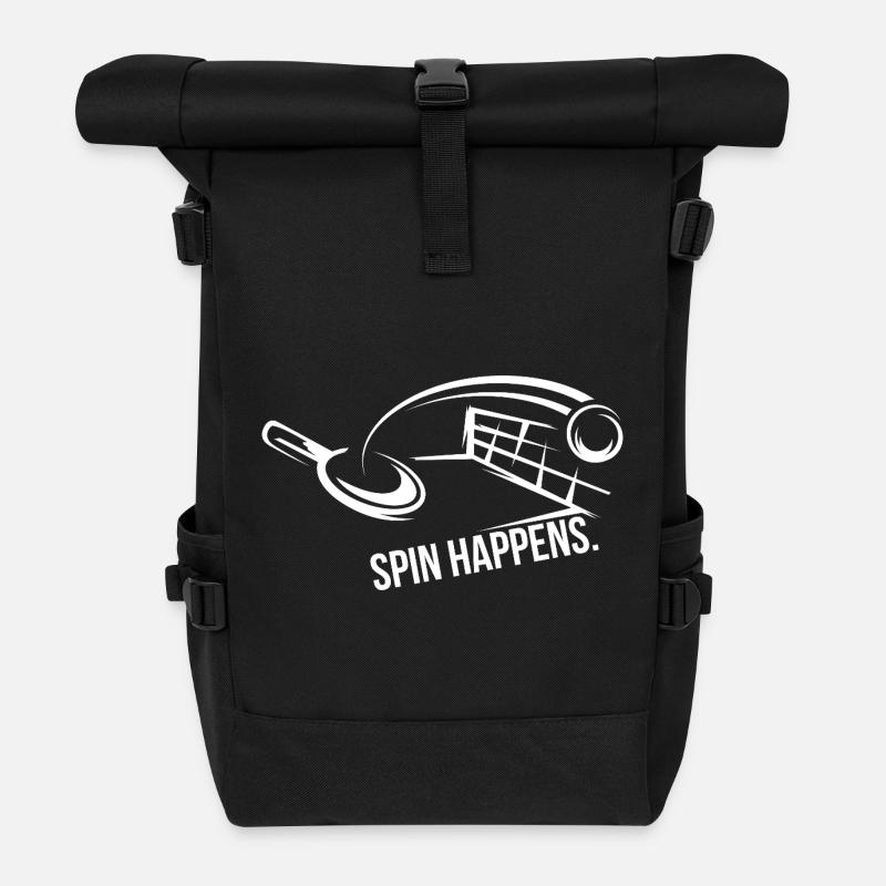 Spin Happens – Table Tennis Design - Roll Top Backpack - black