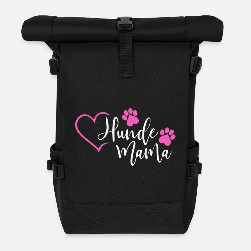 Hund Hunde Mama Hundemama - Rolltop Rucksack - Schwarz