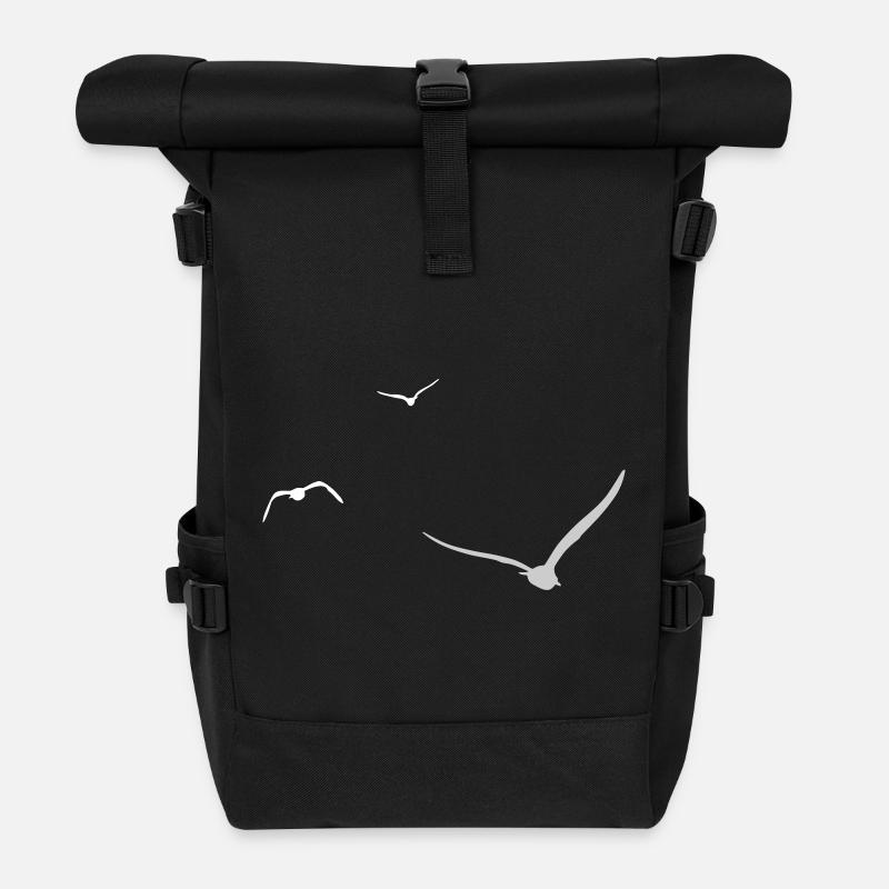 Drei Möwen | Möwe | Farben einstellbar - Rolltop Rucksack - Schwarz