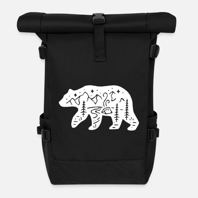 Ours blanc totem de la nature - Sac à dos roll top - noir