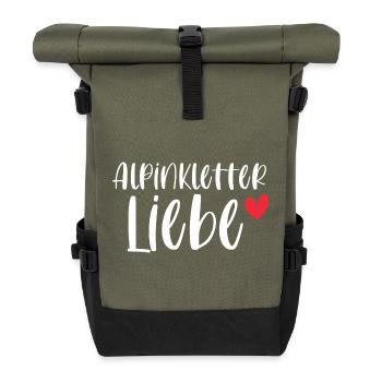 Klettern Alpinklettern Liebe Berge Geschenk - Rolltop Rucksack - Olive/Schwarz - Vorne