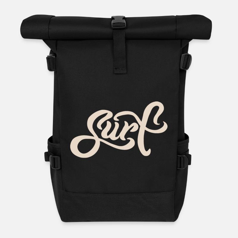 Surf Lettering - Rolltop Rucksack - Schwarz