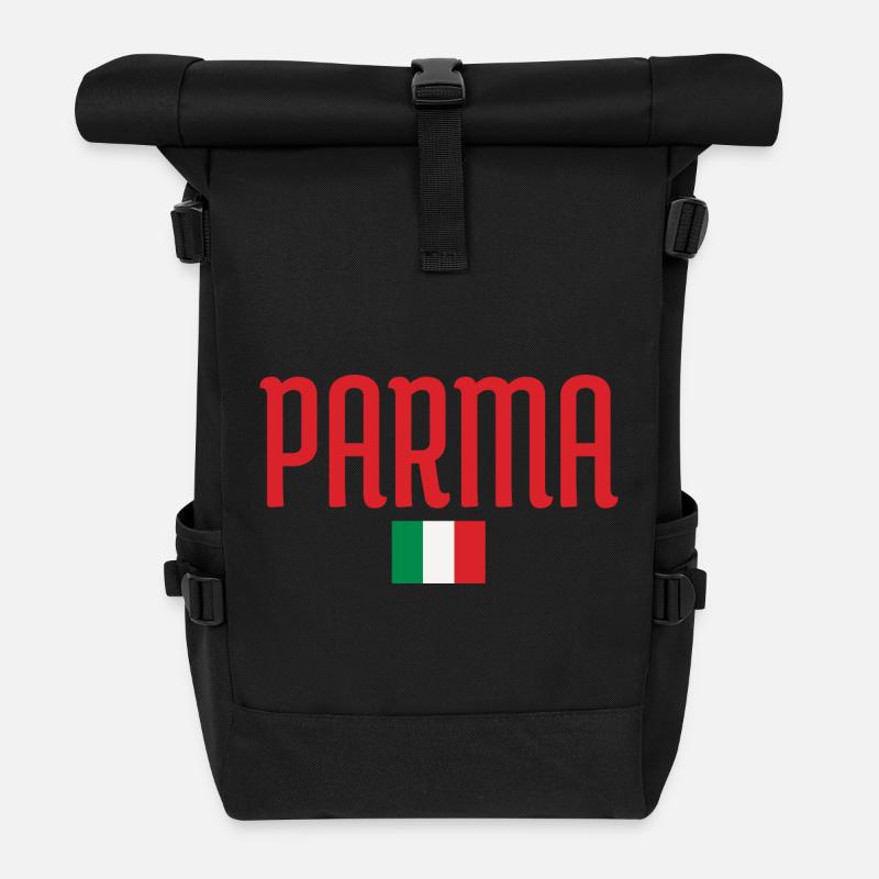 Parma Italy Flag Design - Roll Top Backpack - black