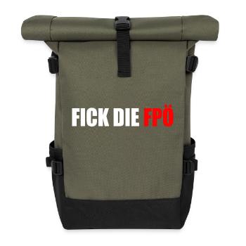FICK DIE fpö - Rolltop Rucksack - Olive/Schwarz - Vorne