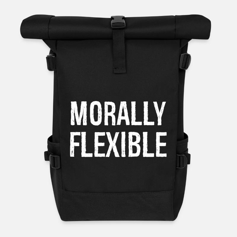 morally flexible - Roll Top Backpack - black