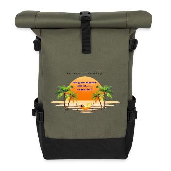Sunset Beach Relaxation Scene - Roll Top Backpack - olive/black - Front