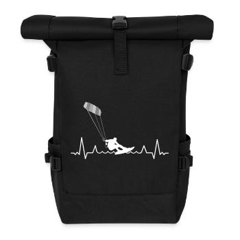 Kitesurfen Windsurfen Kardiogramm - Rolltop Rucksack - Schwarz - Vorne