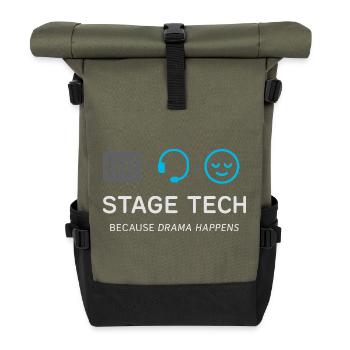 Theatre Technology Crew Stage Technician Sound - Roll Top Backpack - olive/black - Front