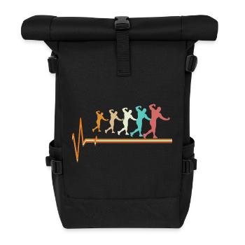 Bodybuilder Heartbeat EKG Pulse Fitness Gym Art - Roll Top Backpack - black - Front