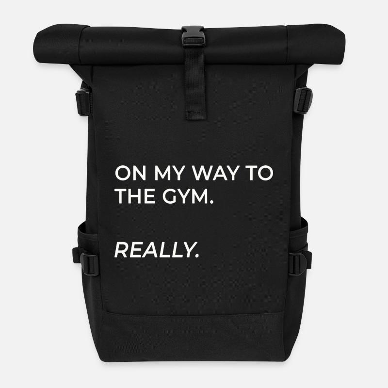 On My Way to the Gym – Really - Rolltop Rucksack - Schwarz