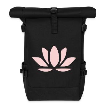 Lotus Flower Lotus Flowers Pastel Flower Blossom Yoga - Roll Top Backpack - black - Front