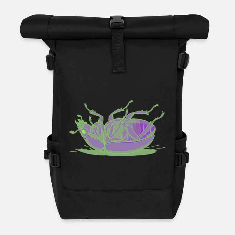 Neongrünes Lila Insekt - Rolltop Rucksack - Schwarz