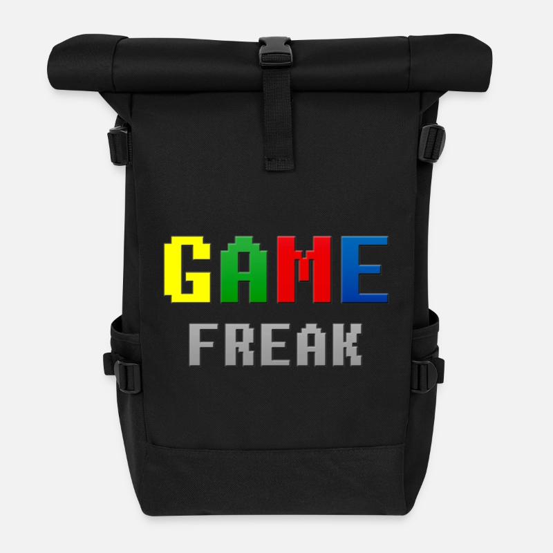 Retro Pixel Game Freak-Thema - Rolltop Rucksack - Schwarz