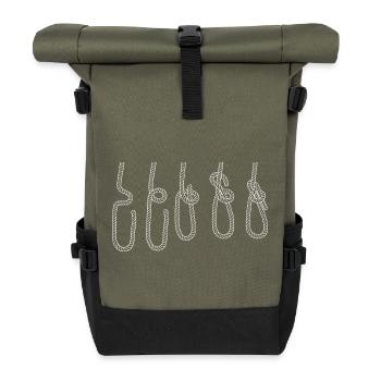 Seilknoten Linienkunst Palstek Segelknoten - Rolltop Rucksack - Olive/Schwarz - Vorne