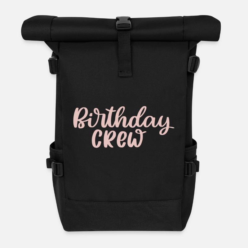 Birthday Crew - Rolltop Rucksack - Schwarz