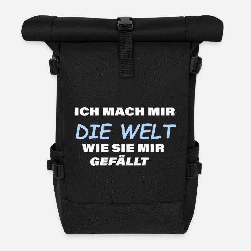 Ich mach mir die Welt ... - Rolltop Rucksack - Schwarz
