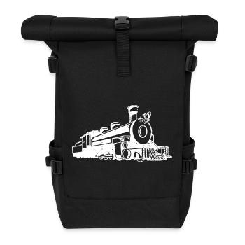 Dampflokomotive Skizze - Rolltop Rucksack - Schwarz - Vorne