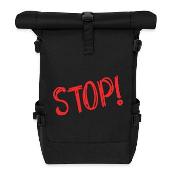 STOP. HUMOR. MESSAGE. QUOTATION. PANEL. DAD - Roll Top Backpack - black - Front