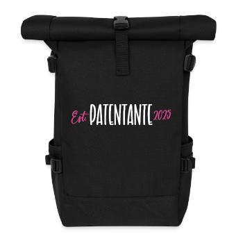 Patentante Fragen Beste Schwester Tante Patin Pate - Rolltop Rucksack - Schwarz - Vorne