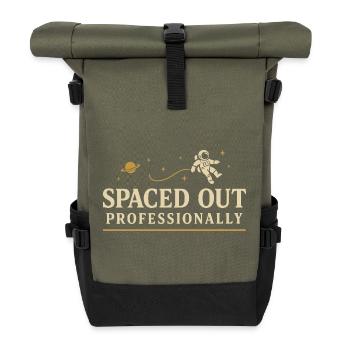 Spacecore Cosmic Humor Galaxy Universe Zitat - Rolltop Rucksack - Olive/Schwarz - Vorne