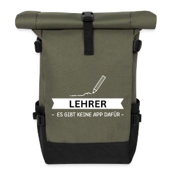 Best Teacher in the World - Funny Educator Design - Roll Top Backpack - olive/black - Front