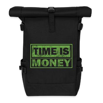 Zeit ist Geld im grünen Druck - Rolltop Rucksack - Schwarz - Vorne