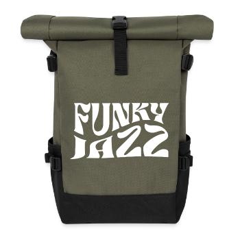 Funky Jazzmusik kühne Typografie - Rolltop Rucksack - Olive/Schwarz - Vorne