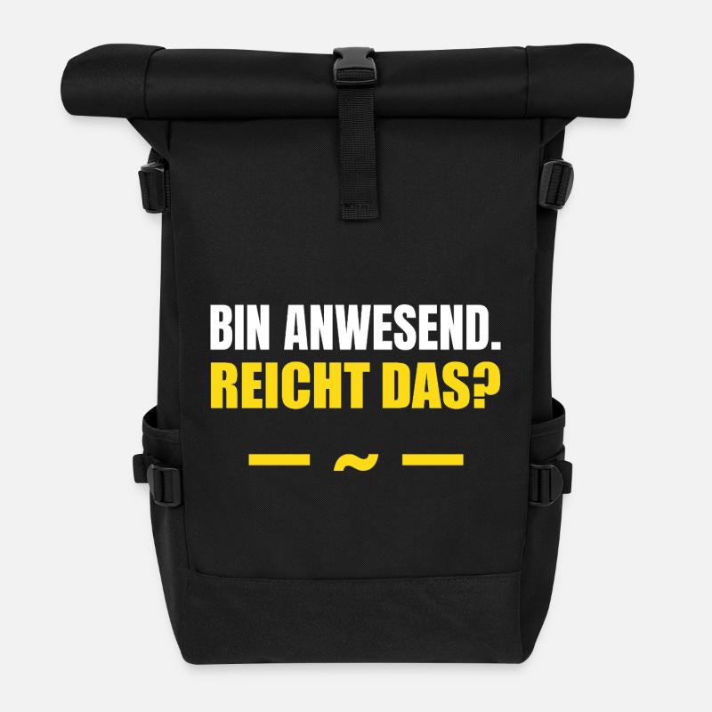 I'm present, that's enough - Roll Top Backpack - black