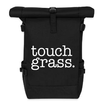 Touch grass weiß - Rolltop Rucksack - Schwarz - Vorne