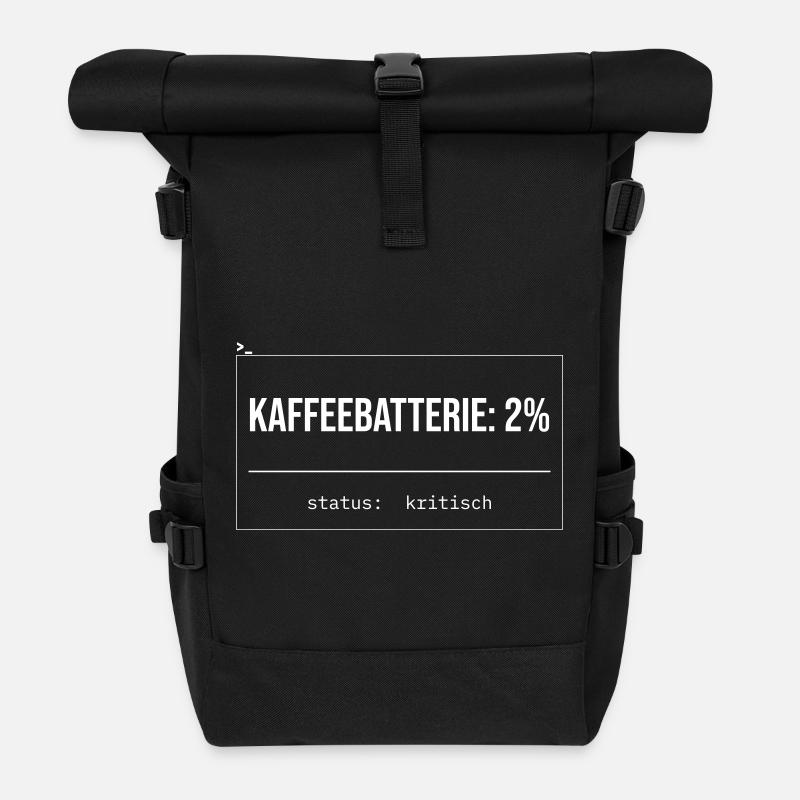 Kaffeebatterie ist fast erschöpft! - Rolltop Rucksack - Schwarz