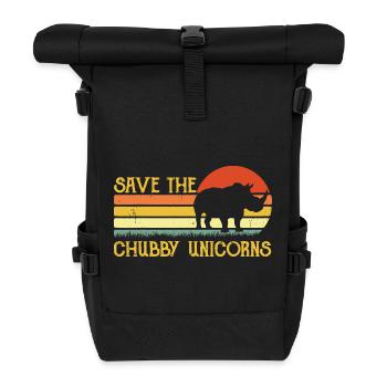 Save the Chubby Unicorns Retro Sunset - Roll Top Backpack - black - Front