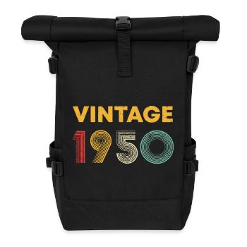 Vintage-Retrolinien von 1950 - Rolltop Rucksack - Schwarz - Vorne
