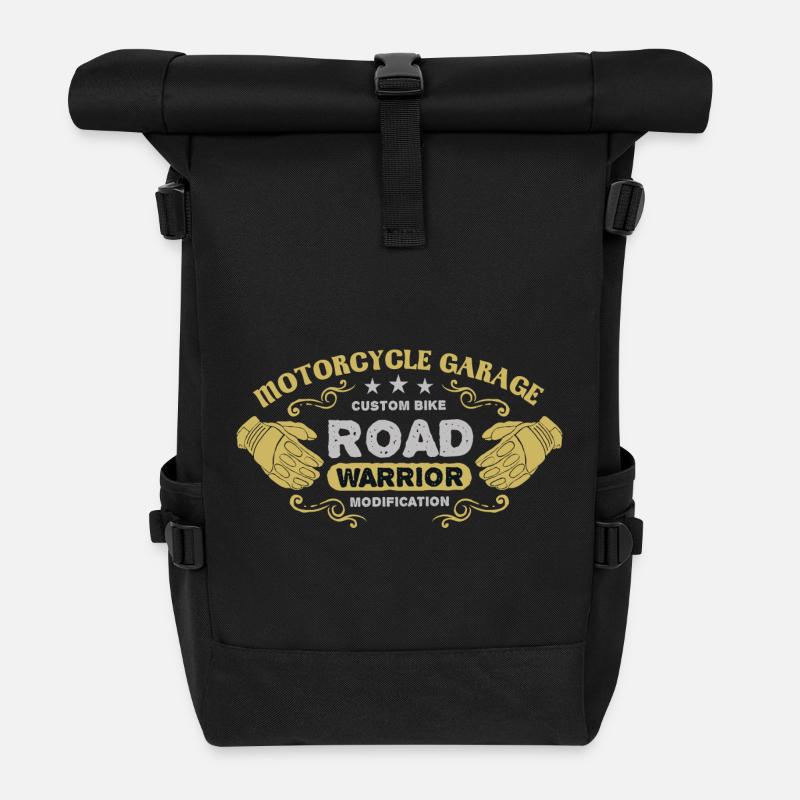 Motorradfahrer - Rolltop Rucksack - Schwarz