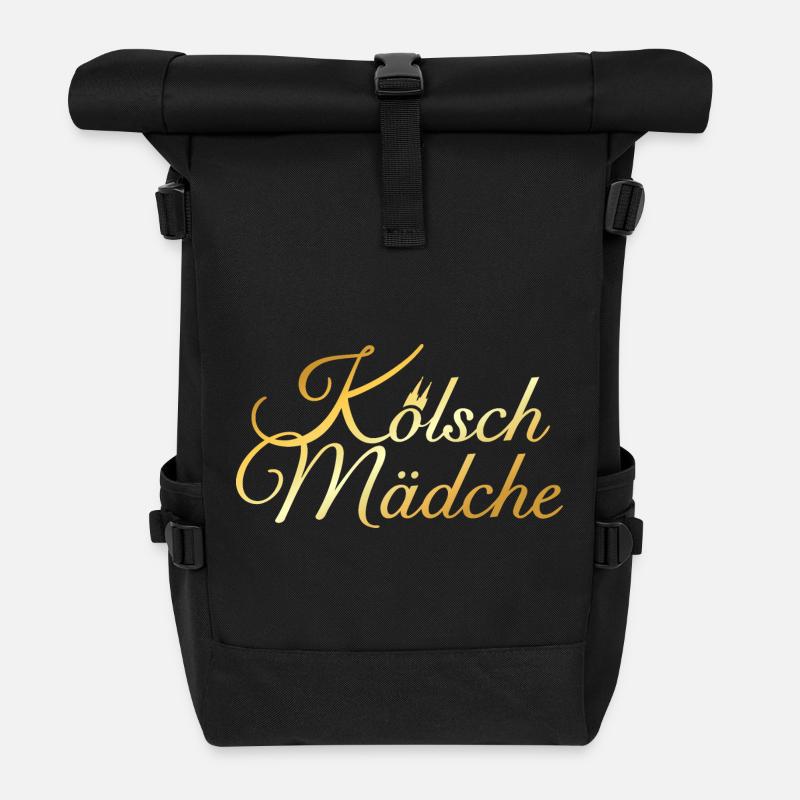 Kölsch Mädche mit Kölner Dom aus Köln - Rolltop Rucksack - Schwarz