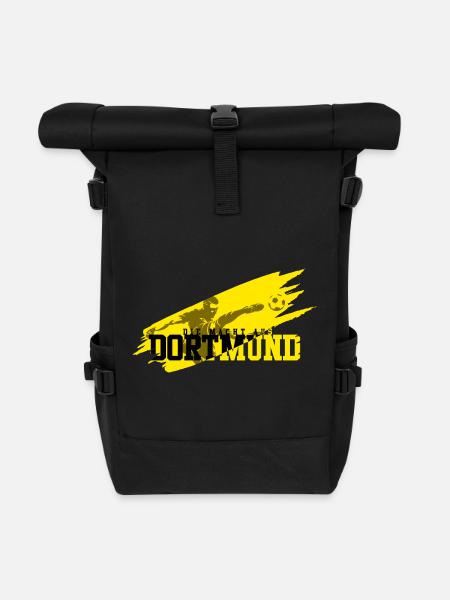 Fussball Dortmund - Rolltop Rucksack - Schwarz