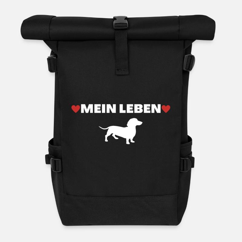 Dackel Dachshund Hund Hundemensch Geschenkidee - Rolltop Rucksack - Schwarz