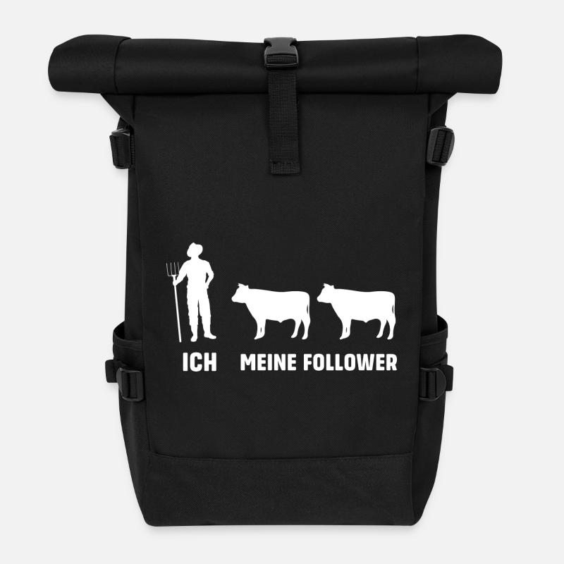 Ich Meine follower Kühe Kuh Bauernmann - Rolltop Rucksack - Schwarz