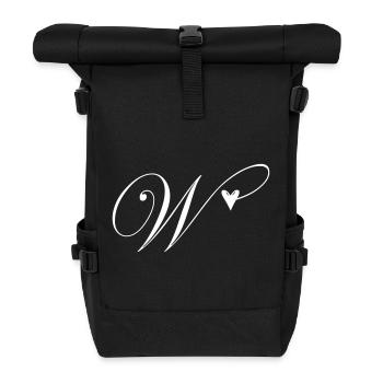 Monogram W Heart Vine - Roll Top Backpack - black - Front