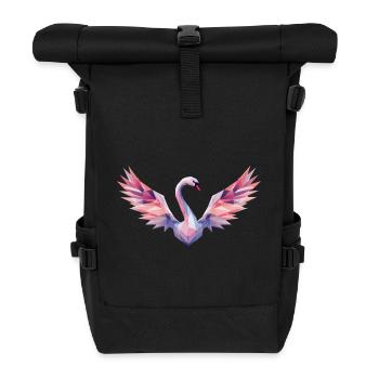 Geometric Swan with Gradient - Roll Top Backpack - black - Front