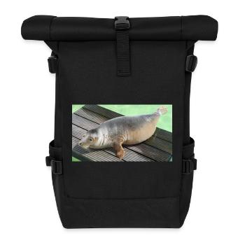 Robbenjunges auf Texel - Rolltop Rucksack - Schwarz - Vorne